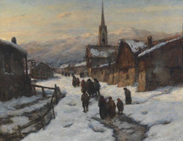 CARGNEL VITTORE ANTONIO (1872 - 1931) : Paesaggio innevato con personaggi  - Asta Asta 449 | ARTE ANTICA E DEL XIX SECOLO Virtuale - Associazione Nazionale - Case d'Asta italiane