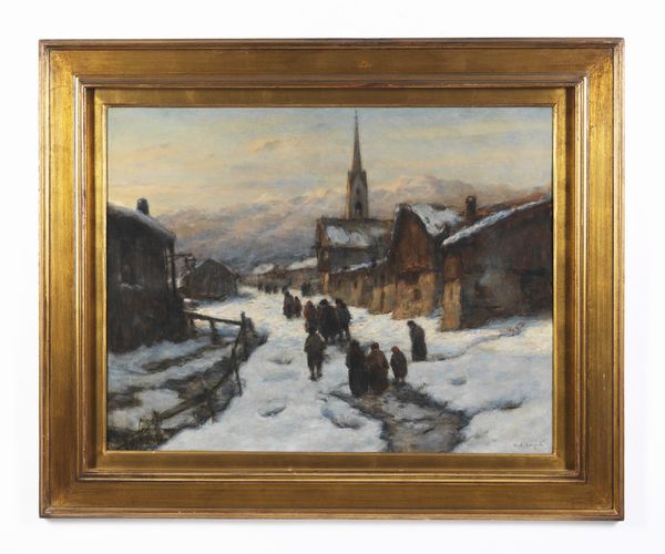 CARGNEL VITTORE ANTONIO (1872 - 1931) : Paesaggio innevato con personaggi  - Asta Asta 449 | ARTE ANTICA E DEL XIX SECOLO Virtuale - Associazione Nazionale - Case d'Asta italiane