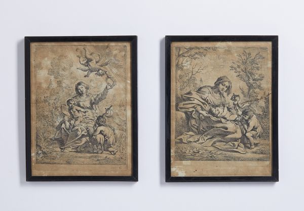 SHUT CORNELIS (1612 - 1655) : Da. Coppia di incisioni raffiguranti Madonna con Bambino e San Giovannino  - Asta Asta 449 | ARTE ANTICA E DEL XIX SECOLO Virtuale - Associazione Nazionale - Case d'Asta italiane