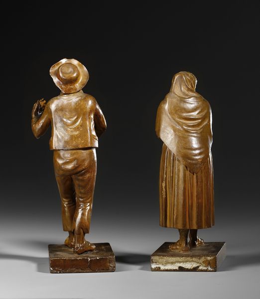 SCULTORE DEL XX SECOLO : Coppia di sculture in terracotta raffiguranti popolani  - Asta Asta 449 | ARTE ANTICA E DEL XIX SECOLO Virtuale - Associazione Nazionale - Case d'Asta italiane