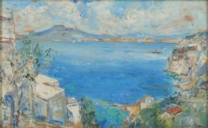 CASCIARO GUIDO (1900 - 1963) - Veduta del golfo di Napoli da Ischia