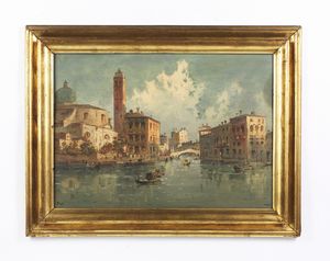 RIVA GIUSEPPE (1834 - 1916) : Veduta del Canal Grande  - Asta Asta 449 | ARTE ANTICA E DEL XIX SECOLO Virtuale - Associazione Nazionale - Case d'Asta italiane