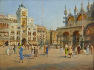 NOVO STEFANO (1862 - 1927) - Piazza San Marco a Venezia