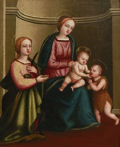 ARTISTA DEL XVI SECOLO : Madonna con Bambino, San Giovanni Battista e Santa Lucia  - Asta Asta 449 | ARTE ANTICA E DEL XIX SECOLO Virtuale - Associazione Nazionale - Case d'Asta italiane