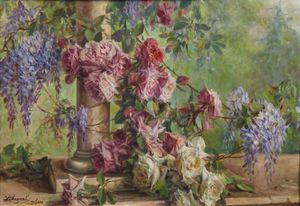 BARZANTI LICINIO (1857 - 1944) - Rose e glicine