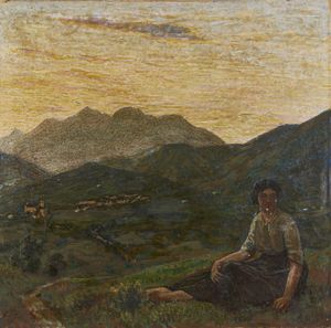 TOGNI EDOARDO (1884 - 1962) - Crepuscolo. Montanina in attesa (Gazzane di Preseglie)