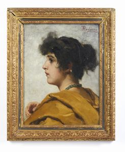 PAGLIANO ELEUTERIO (1826 - 1903) : Ritratto di donna di profilo  - Asta Asta 449 | ARTE ANTICA E DEL XIX SECOLO Virtuale - Associazione Nazionale - Case d'Asta italiane