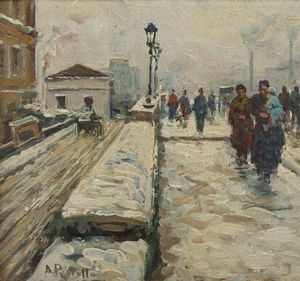 PRATELLA ATTILIO (1856 - 1949) : Ponte della Maddalena  - Asta Asta 449 | ARTE ANTICA E DEL XIX SECOLO Virtuale - Associazione Nazionale - Case d'Asta italiane