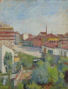 BARTOLINI UGO VITTORE (1906 - 1975) - I giardini di Via Ravizza a Milano (Dalla mia finestra)