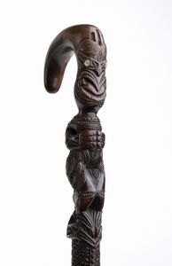 . : Bastone Maori da passeggio. Nuova Zelanda, inizi XX secolo.  - Asta Asta 450 | WUNDERKAMMER, CURIOSITIES & ETNOGRAFICA - A GENTLEMAN' S CABINET OF CURIOSITIES Online - Associazione Nazionale - Case d'Asta italiane