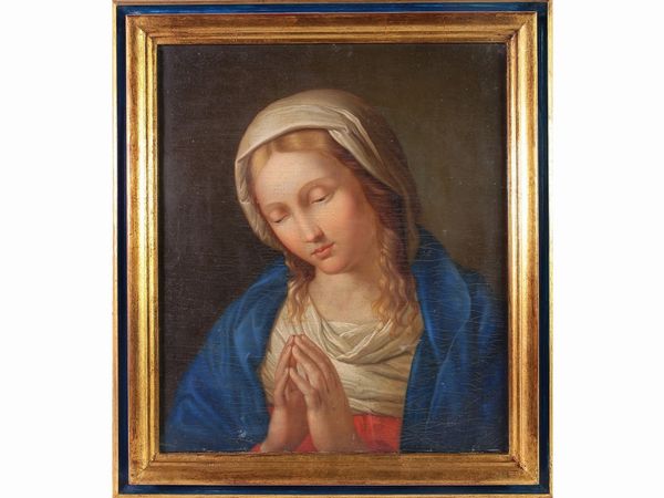 Seguace di Giovanni Battista Salvi : Madonna in preghiera  - Asta Casa Lazzi - parte prima Arredi, dipinti, vetri di Murano, curiosit - Associazione Nazionale - Case d'Asta italiane