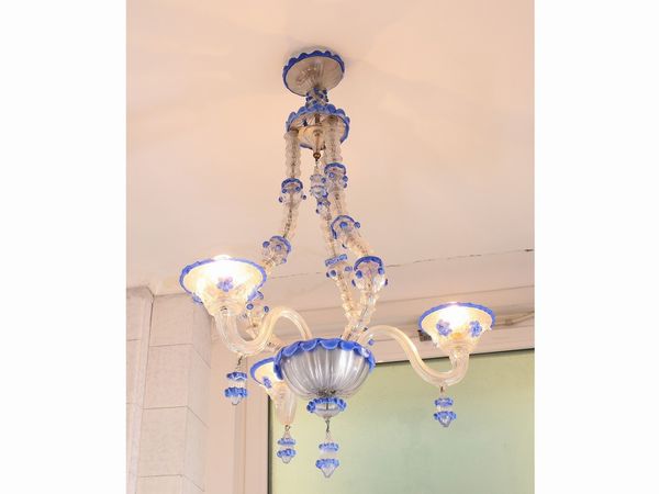 Piccolo lampadario in vetro soffiato di Murano  - Asta Casa Lazzi - parte prima Arredi, dipinti, vetri di Murano, curiosit - Associazione Nazionale - Case d'Asta italiane