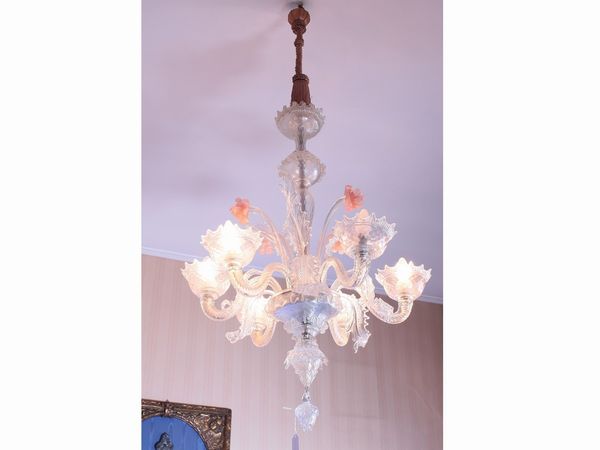 Lampadario in vetro soffiato di Murano  - Asta Casa Lazzi - parte prima Arredi, dipinti, vetri di Murano, curiosit - Associazione Nazionale - Case d'Asta italiane