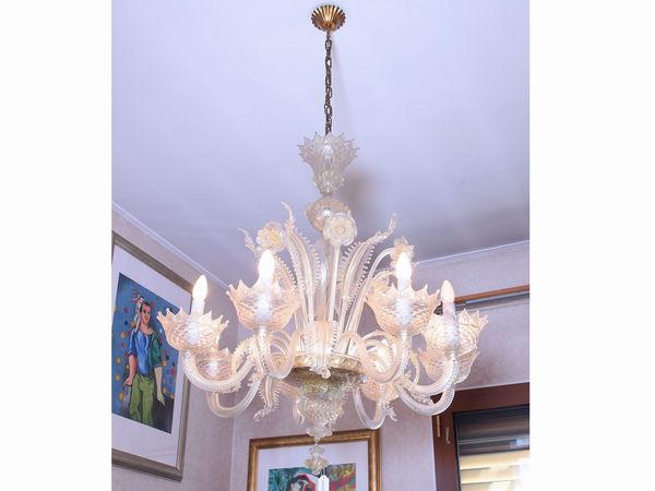 Lampadario in vetro soffiato di Murano  - Asta Casa Lazzi - parte prima Arredi, dipinti, vetri di Murano, curiosit - Associazione Nazionale - Case d'Asta italiane