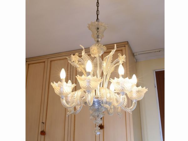 Lampadario in vetro soffiato di Murano  - Asta Casa Lazzi - parte prima Arredi, dipinti, vetri di Murano, curiosit - Associazione Nazionale - Case d'Asta italiane