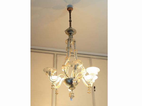 Piccolo lampadario in vetro soffiato di Murano  - Asta Casa Lazzi - parte prima Arredi, dipinti, vetri di Murano, curiosit - Associazione Nazionale - Case d'Asta italiane