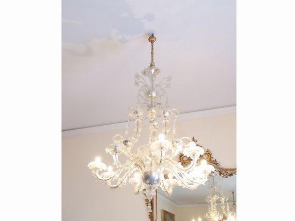 Lampadario in vetro soffiato incolore di Murano, Barovier e Toso 1961  - Asta Casa Lazzi - parte prima Arredi, dipinti, vetri di Murano, curiosit - Associazione Nazionale - Case d'Asta italiane