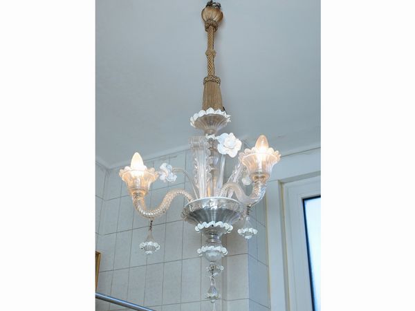 Piccolo lampadario in vetro soffiato di Murano  - Asta Casa Lazzi - parte prima Arredi, dipinti, vetri di Murano, curiosit - Associazione Nazionale - Case d'Asta italiane