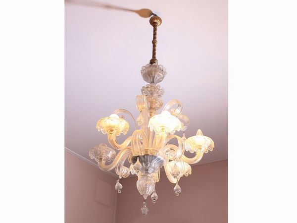 Lampadario in vetro soffiato di Murano  - Asta Casa Lazzi - parte prima Arredi, dipinti, vetri di Murano, curiosit - Associazione Nazionale - Case d'Asta italiane