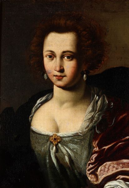 Scuola del XVII secolo Ritratto di gentildonna con orecchini di perle  - Asta Dipinti Antichi - Associazione Nazionale - Case d'Asta italiane