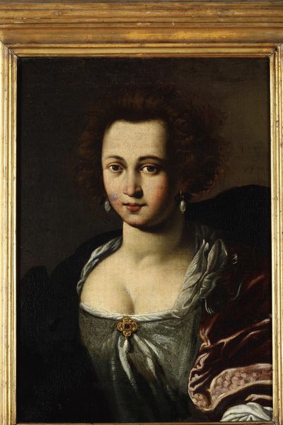 Scuola del XVII secolo Ritratto di gentildonna con orecchini di perle  - Asta Dipinti Antichi - Associazione Nazionale - Case d'Asta italiane