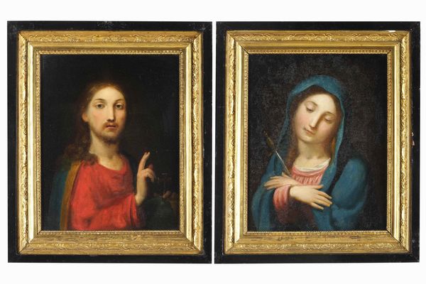 Scuola del XVIII secolo Vergine Addolorata e Salvator Mundi  - Asta Dipinti Antichi - Associazione Nazionale - Case d'Asta italiane