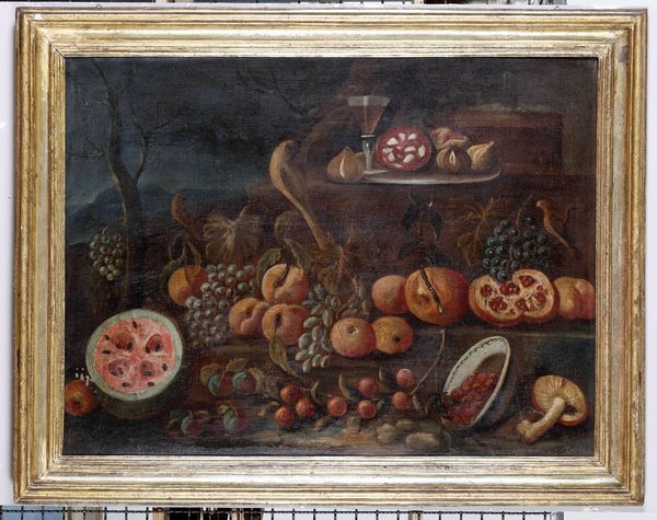 Scuola romana del XVIII secolo Natura morta con frutta, funghi e uccellini  - Asta Dipinti Antichi - Associazione Nazionale - Case d'Asta italiane