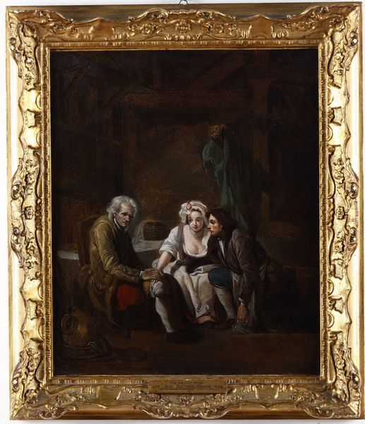 Jean-Baptiste Greuze, Seguace di : Interno con figure  - Asta Dipinti Antichi - Associazione Nazionale - Case d'Asta italiane