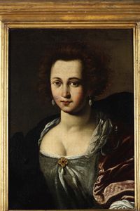 Scuola del XVII secolo Ritratto di gentildonna con orecchini di perle  - Asta Dipinti Antichi - Associazione Nazionale - Case d'Asta italiane