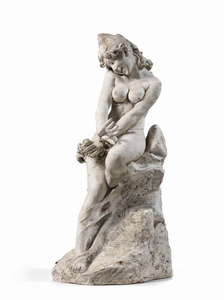 Ignoto scultore fine XIX secolo : Il primo amore  - Asta Importanti Arredi, Maioliche, Sculture e Dipinti Antichi - Associazione Nazionale - Case d'Asta italiane