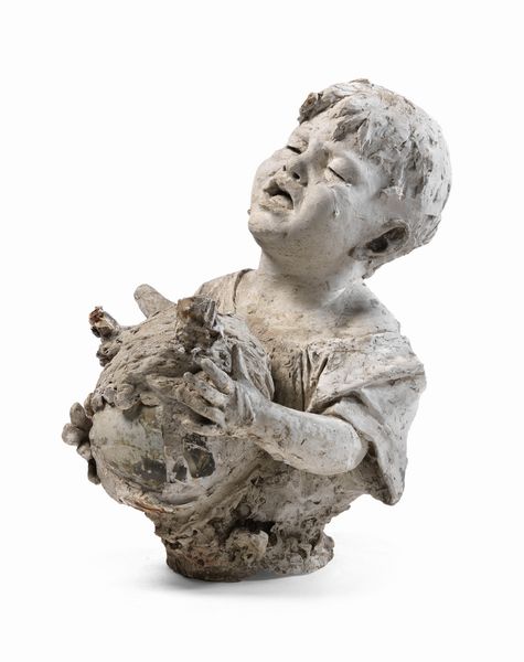 Ignoto scultore seconda metà XIX secolo : Bambino con vaso rotto  - Asta Importanti Arredi, Maioliche, Sculture e Dipinti Antichi - Associazione Nazionale - Case d'Asta italiane