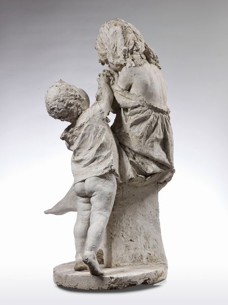 Ignoto scultore fine XIX secolo : Il pianto (Bambino che consola la sorella)  - Asta Importanti Arredi, Maioliche, Sculture e Dipinti Antichi - Associazione Nazionale - Case d'Asta italiane