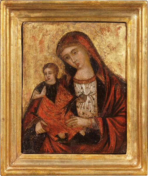 Scuola veneto-dalmata del XVI secolo : Madonna col Bambino  - Asta Importanti Arredi, Maioliche, Sculture e Dipinti Antichi - Associazione Nazionale - Case d'Asta italiane