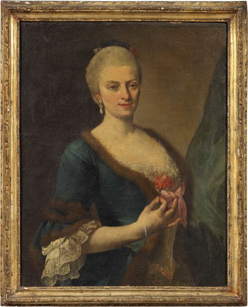 Scuola veneta del XVIII secolo : Ritratto di dama con fiore in mano  - Asta Importanti Arredi, Maioliche, Sculture e Dipinti Antichi - Associazione Nazionale - Case d'Asta italiane