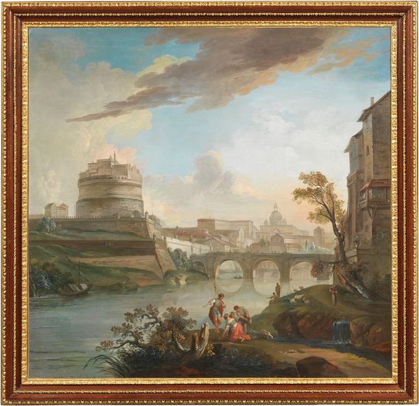 Jean-Baptiste Lallemand : Veduta del Ponte e Castel Sant'Angelo a Roma  - Asta Importanti Arredi, Maioliche, Sculture e Dipinti Antichi - Associazione Nazionale - Case d'Asta italiane