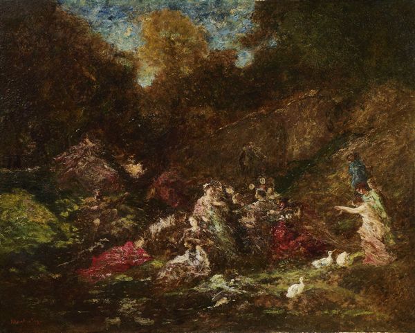 Adolphe Joseph-Thomas Monticelli : Festa campestre  - Asta Importanti Arredi, Maioliche, Sculture e Dipinti Antichi - Associazione Nazionale - Case d'Asta italiane