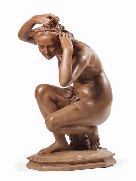 Jean-Baptiste Carpeaux : Flore accroupie  - Asta Importanti Arredi, Maioliche, Sculture e Dipinti Antichi - Associazione Nazionale - Case d'Asta italiane