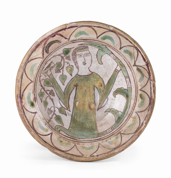 Piatto fondo in maiolica policroma verde rame e manganese  - Asta Importanti Arredi, Maioliche, Sculture e Dipinti Antichi - Associazione Nazionale - Case d'Asta italiane