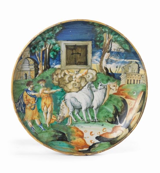 Piatto istoriato in maiolica policroma  - Asta Importanti Arredi, Maioliche, Sculture e Dipinti Antichi - Associazione Nazionale - Case d'Asta italiane