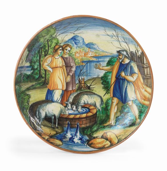 Alzata istoriata in maiolica policroma  - Asta Importanti Arredi, Maioliche, Sculture e Dipinti Antichi - Associazione Nazionale - Case d'Asta italiane