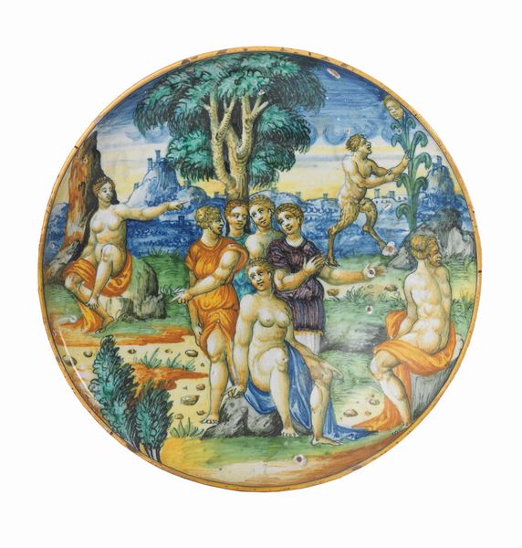 Crespina istoriata in maiolica policroma  - Asta Importanti Arredi, Maioliche, Sculture e Dipinti Antichi - Associazione Nazionale - Case d'Asta italiane