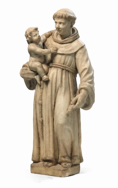 Ignoto scultore scuola veneta del XVIII secolo : Sant'Antonio da Padova col Bambino  - Asta Importanti Arredi, Maioliche, Sculture e Dipinti Antichi - Associazione Nazionale - Case d'Asta italiane