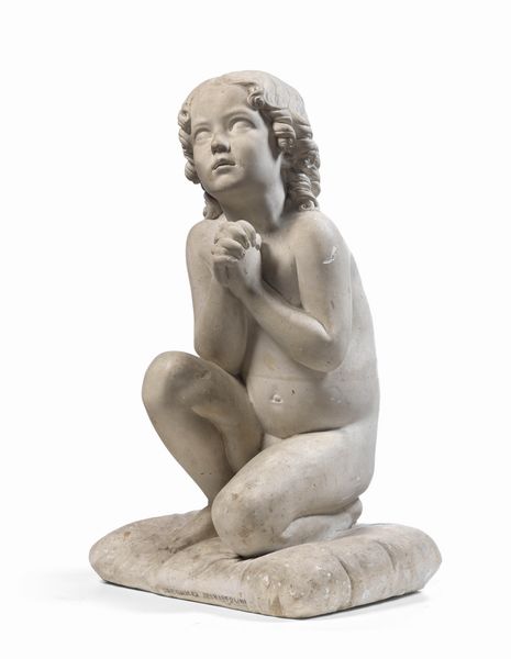 Luigi Pampaloni : Bambino in preghiera  - Asta Dipinti e Sculture del XIX e XX secolo - Associazione Nazionale - Case d'Asta italiane