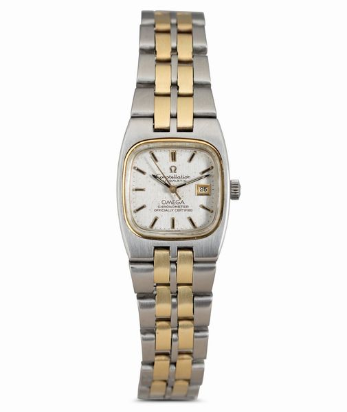 OMEGA : Costellation Lady acciaio e oro automatico, quadrante Argent con datario, 32 mm  - Asta Watches - Associazione Nazionale - Case d'Asta italiane