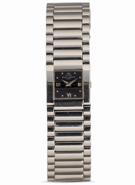 Baume & Mercier : Catwalk Lady in acciaio al quarzo quadrante nero lucido con indici applicati, 24x21 mm  - Asta Watches - Associazione Nazionale - Case d'Asta italiane