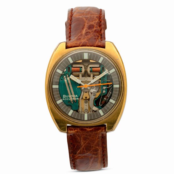 Bulova : Accutron Spaceview laminato con quadrante a vista di forma tonneau, cinturino in pelle, 36x38 mm  - Asta Watches - Associazione Nazionale - Case d'Asta italiane