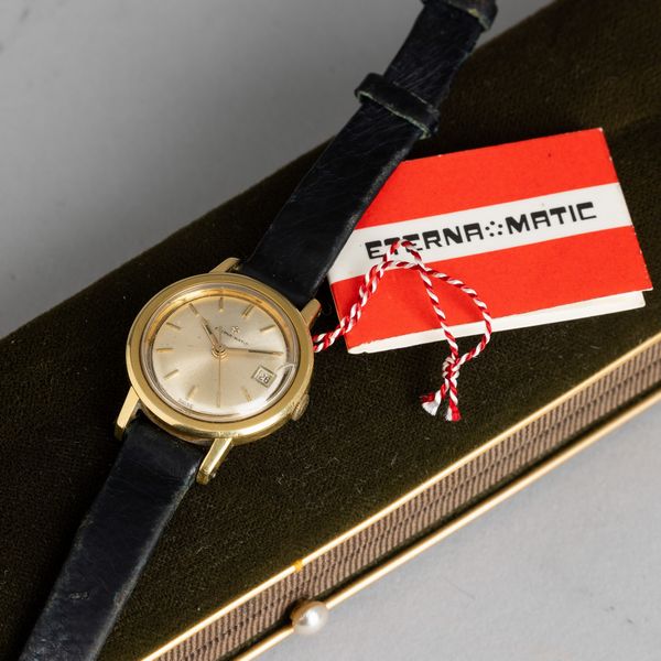 ETERNA-MATIC : Orologio da donna in oro giallo 18k carica automatica con datario, scatola originale, 24 mm  - Asta Watches - Associazione Nazionale - Case d'Asta italiane