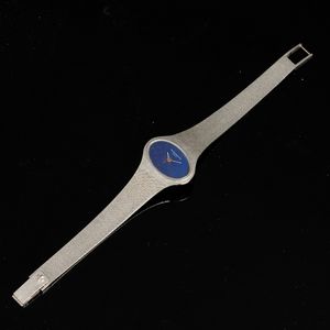 Vacheron & Constantin : Orologio di forma ovale orizzontale in oro bianco 18k con bracciale integrato e quadrante in Lapis, carica manuale, 16x25 mm  - Asta Watches - Associazione Nazionale - Case d'Asta italiane