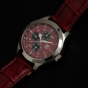 Renato Balestra : Orologio in acciaio al quarzo cronografo tre contatori verticali con quadrante bordeaux 40 mm  - Asta Watches - Associazione Nazionale - Case d'Asta italiane