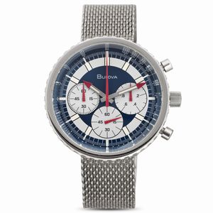 Bulova : Chronograph Oversize tre contatori con bracciale in acciaio maglia mesh integrato con scatola, 46 mm  - Asta Watches - Associazione Nazionale - Case d'Asta italiane